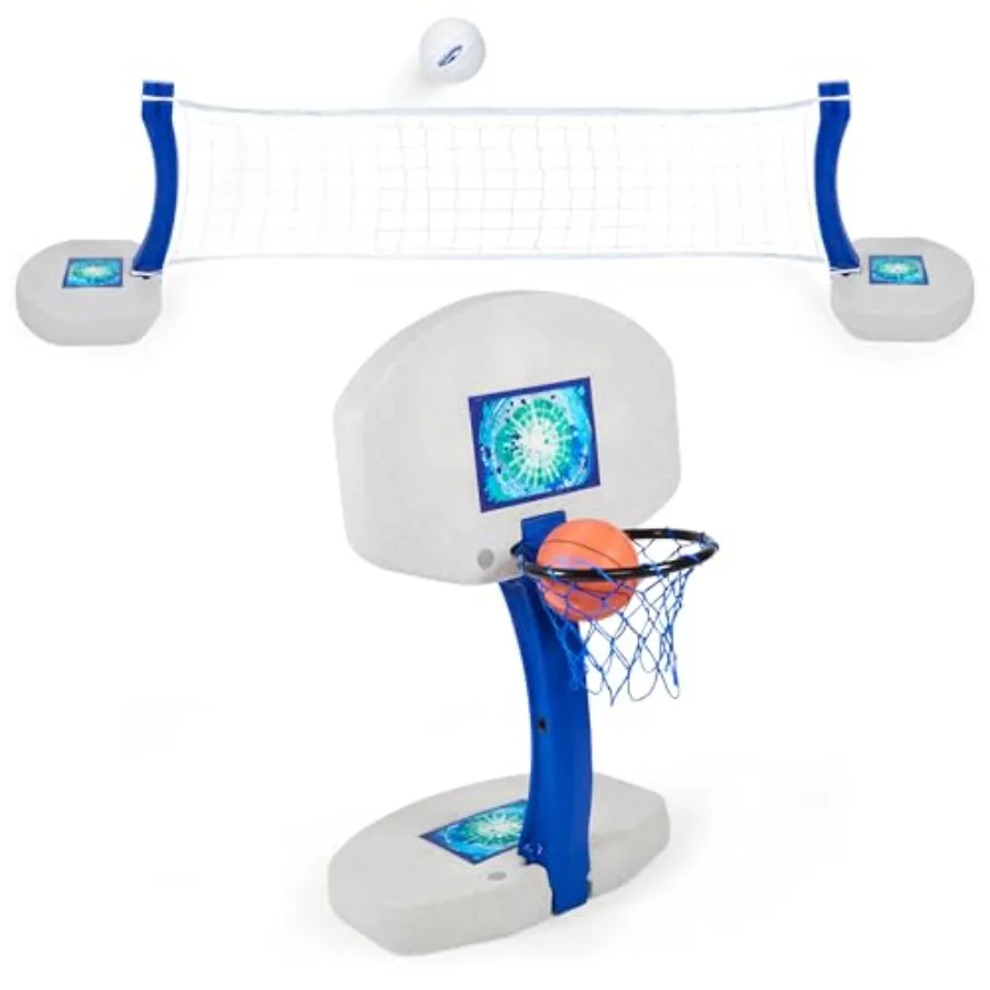 Pool volleyball net and basketball hoop combo set for in-ground and above-ground pools durable nylon and steel blue and orange
Pool volleyball net and basketball hoop combo set for in-ground and above-ground pools durable nylon and steel blue and orange