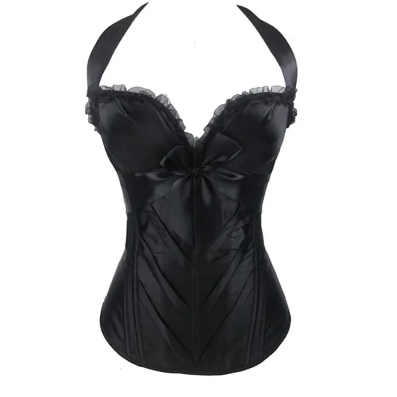 Sexy Lingerie Straps Halter Corset Bustier With Cup Lace Up Bowknot Decorated Women Zipper Side Overbust Corselet Tops Black
Sexy Lingerie Straps Halter Corset Bustier With Cup Lace Up Bowknot Decorated Women Zipper Side Overbust Corselet Tops Black