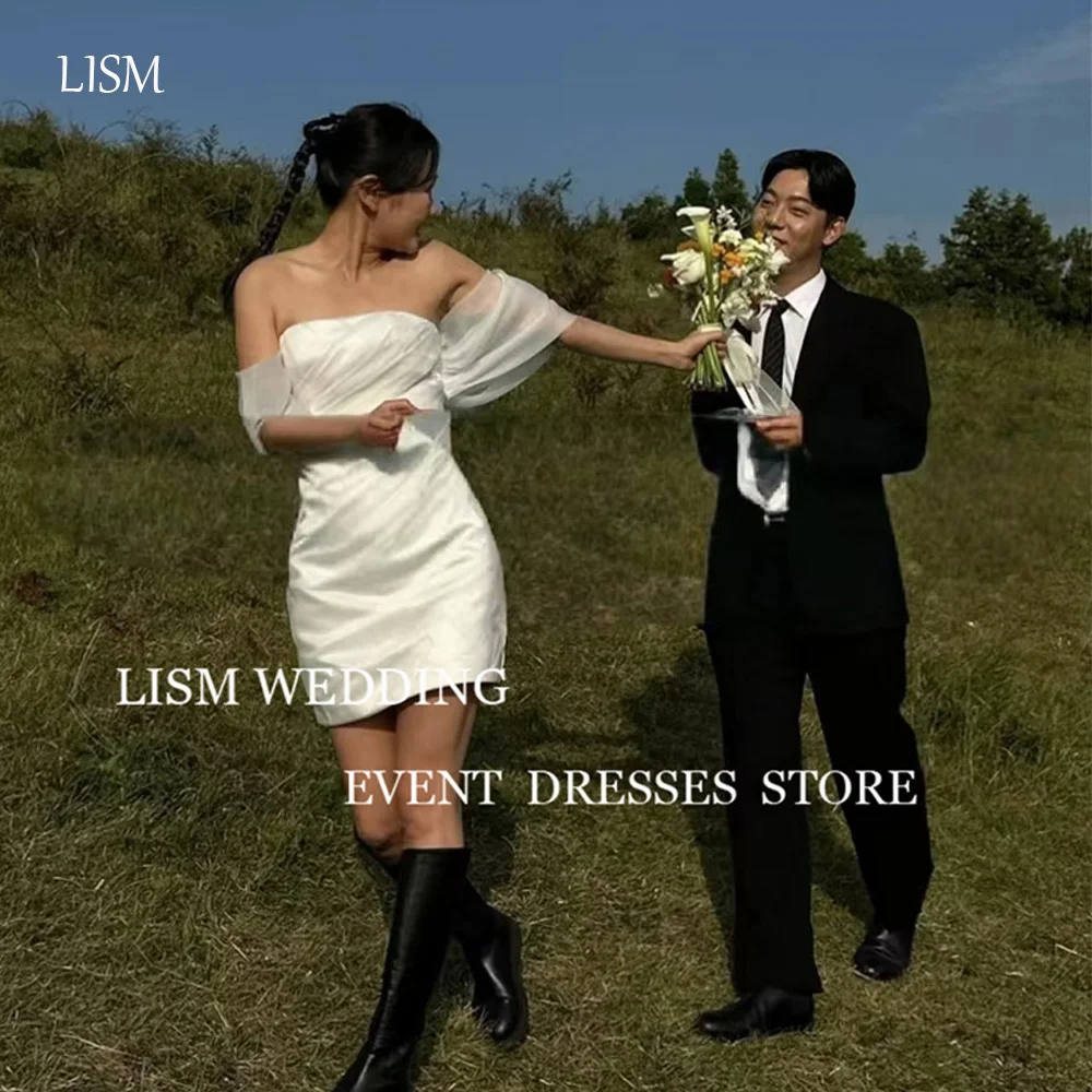 LISM Mini Short Wedding Party Dresses Off Shoulder Soft Satin Bride Gowns Corset Back Princess Korea Photo shootCustomized
LISM Mini Short Wedding Party Dresses Off Shoulder Soft Satin Bride Gowns Corset Back Princess Korea Photo shootCustomized