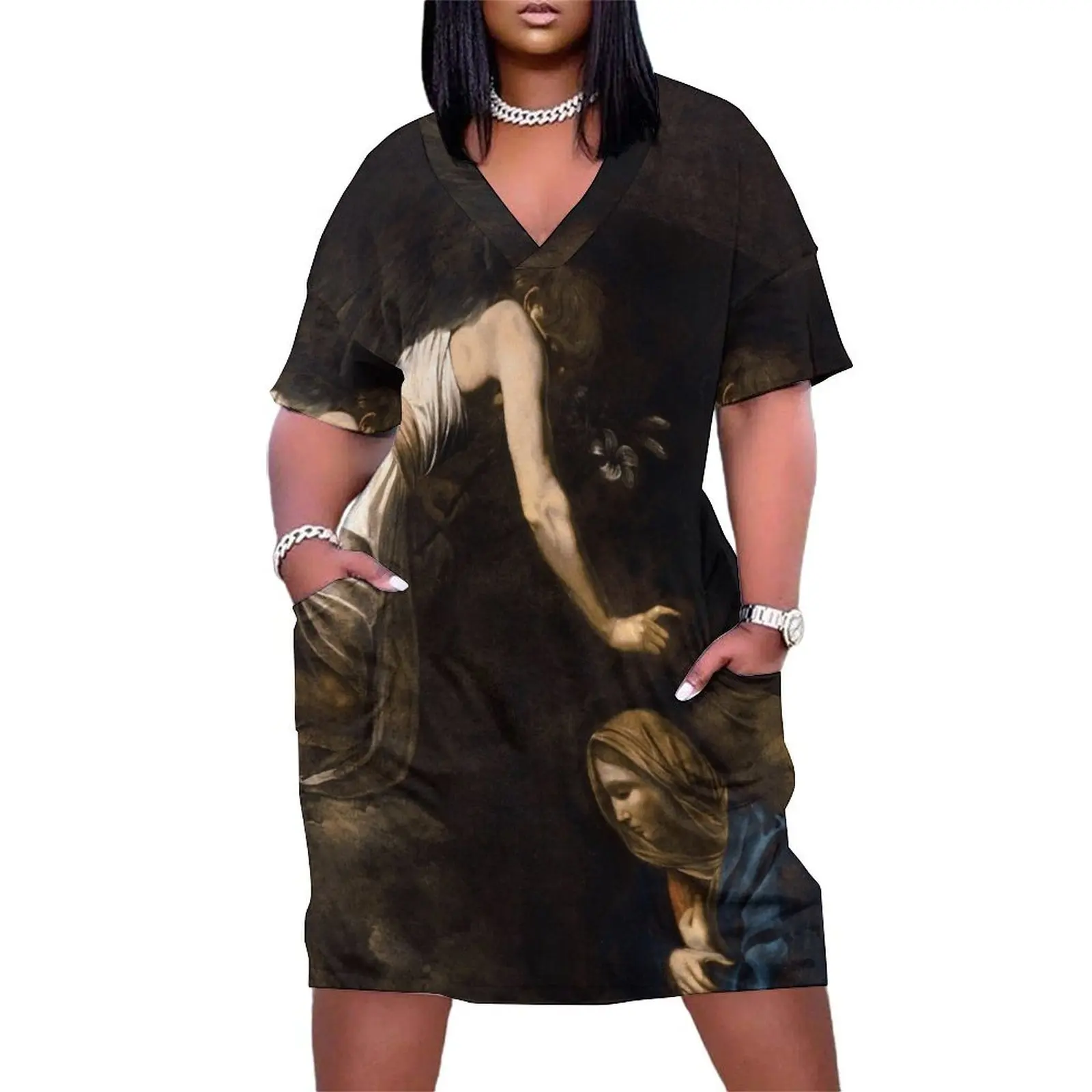 Annunciation by Caravaggio (1608) Loose Pocket Dress chic and elegant woman dress evening dress ladies
Annunciation by Caravaggio (1608) Loose Pocket Dress chic and elegant woman dress evening dress ladies
