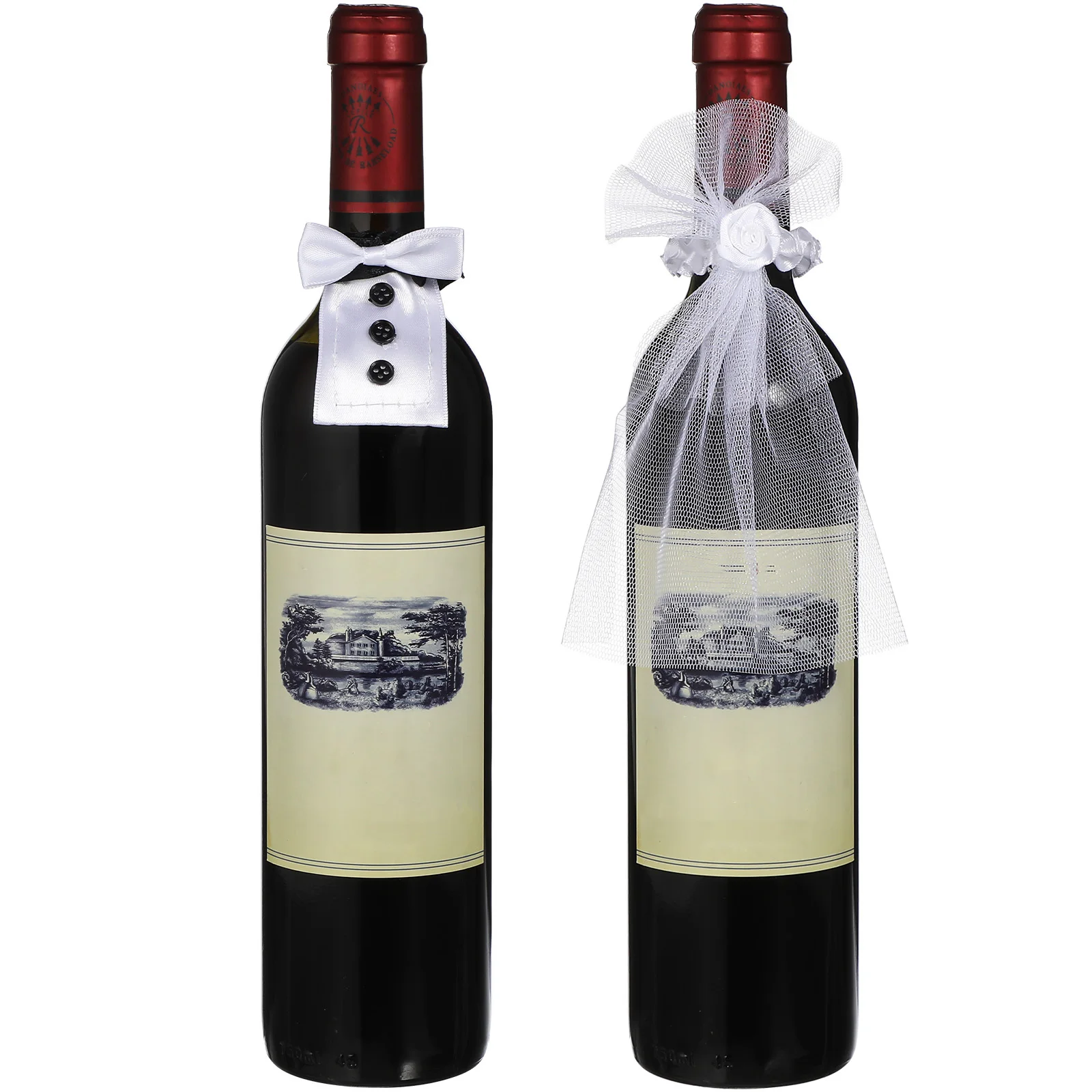2Pairs Wedding Wine Bottle Suit Soft Material Chic Design Wine Decor Suit Party Valentine's Day Bottle Ornament
2Pairs Wedding Wine Bottle Suit Soft Material Chic Design Wine Decor Suit Party Valentine's Day Bottle Ornament