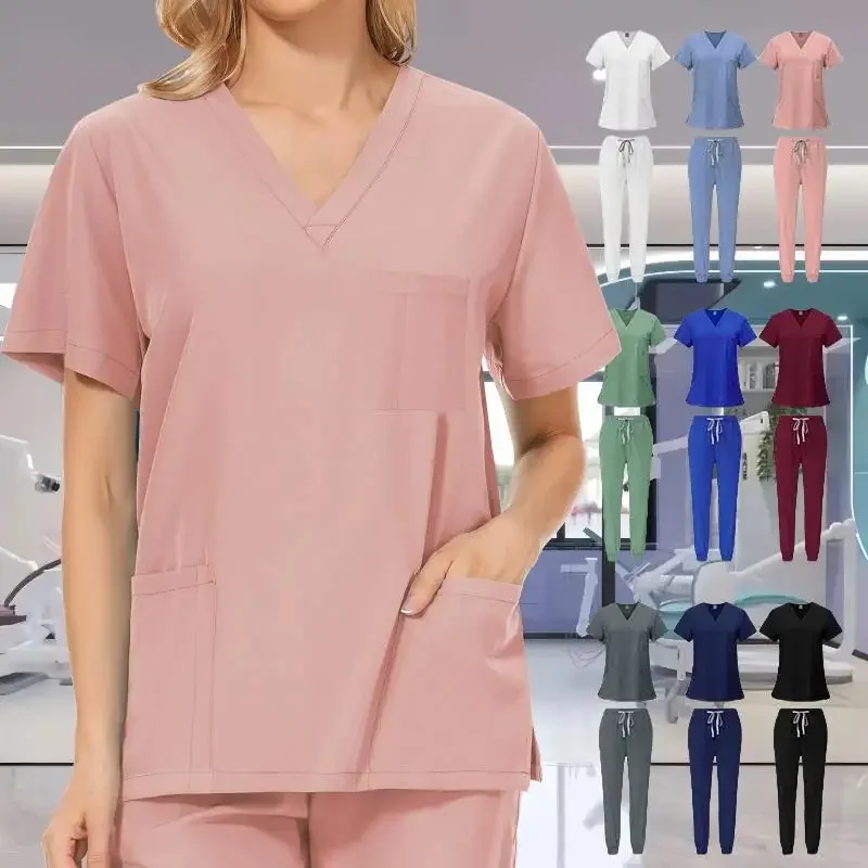 Multicolour Jogger Suits Doctor Nursing Uniforms Short Sleeve V-neck Tops Pocket Pants Nurse Scrubs Set Medical Clinical Clothes
Multicolour Jogger Suits Doctor Nursing Uniforms Short Sleeve V-neck Tops Pocket Pants Nurse Scrubs Set Medical Clinical Clothes