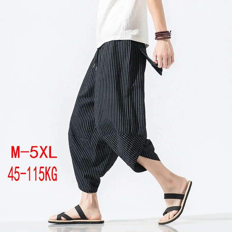 Plus Size Men Cotton Linen 7/8 Vertical Striped Pants Chinese Style Wide Leg Summer Thin Loose Fit Harem Casual Trousers 2026
Plus Size Men Cotton Linen 7/8 Vertical Striped Pants Chinese Style Wide Leg Summer Thin Loose Fit Harem Casual Trousers 2026