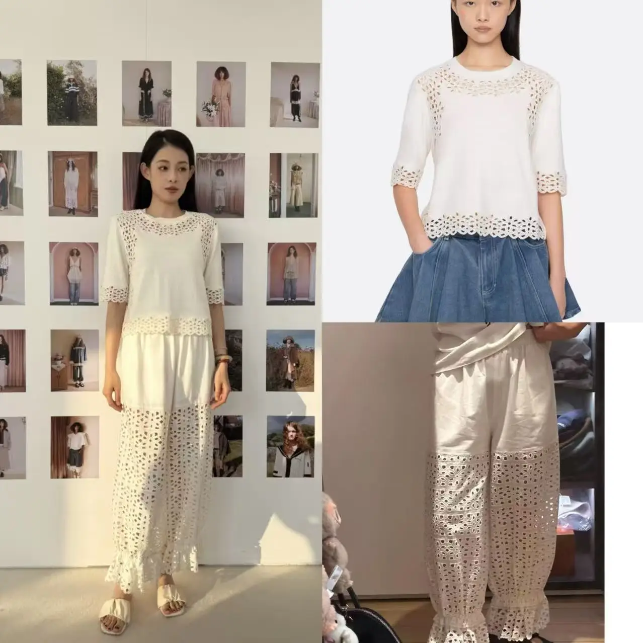 Loose Cotton T-irt Embroidered White Lace ort Sve round Ne French Sle Casual Pants Geometric Pattern Cotton Fabric
Loose Cotton T-irt Embroidered White Lace ort Sve round Ne French Sle Casual Pants Geometric Pattern Cotton Fabric
