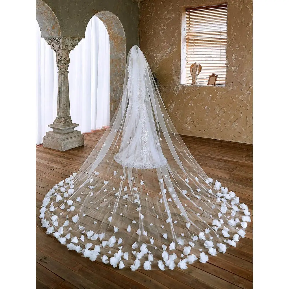Bridal Wedding Veil, Single Layer HighEnd Handmade White Flower Headpiece With Comb For , Beach Or Travel Photography, Elegant
Bridal Wedding Veil, Single Layer HighEnd Handmade White Flower Headpiece With Comb For , Beach Or Travel Photography, Elegant