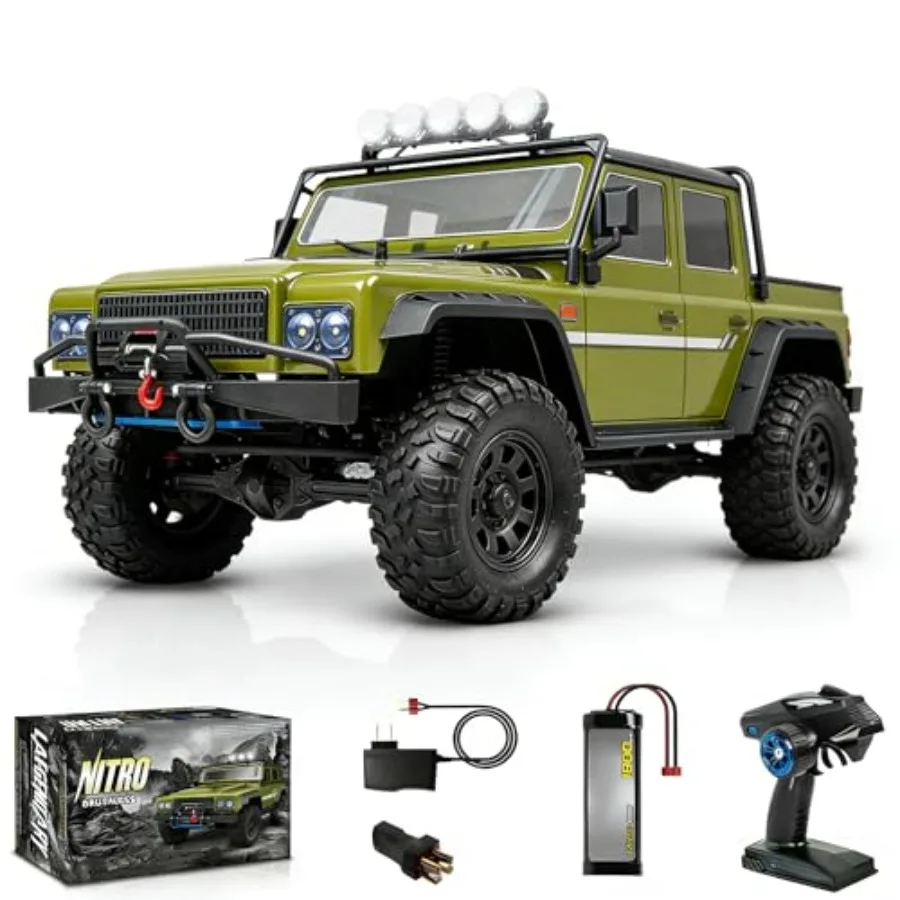 RC crawler for adults: army green 4WD remote control car with waterproof off-road design, 2-speed transmission, high torque bru
RC crawler for adults: army green 4WD remote control car with waterproof off-road design, 2-speed transmission, high torque bru