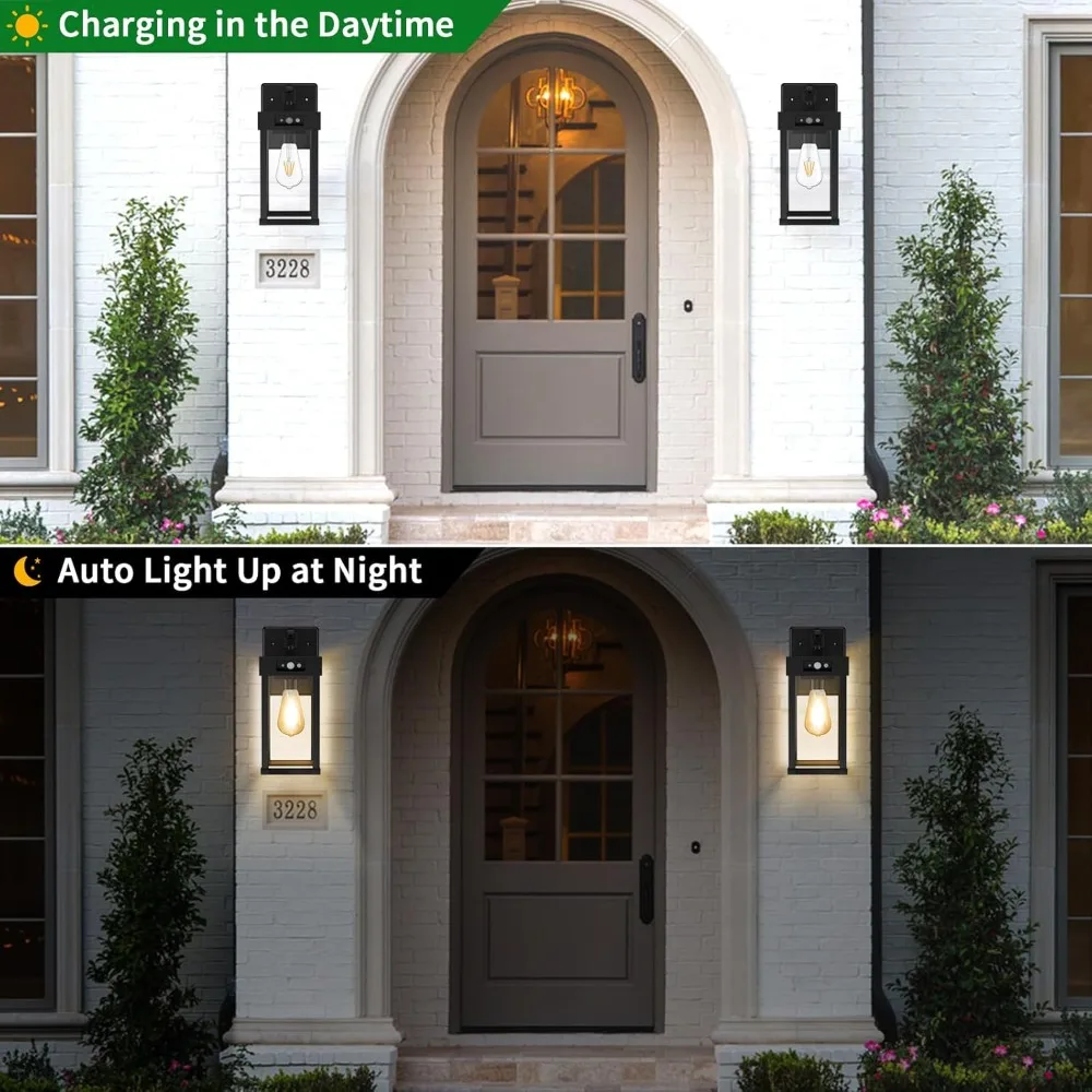 2 Pack Outdoor Solar Wall Light Fixtures With Dusk To Dawn Sensor,Large Size Black Outdoor Wall Lights
2 Pack Outdoor Solar Wall Light Fixtures With Dusk To Dawn Sensor,Large Size Black Outdoor Wall Lights