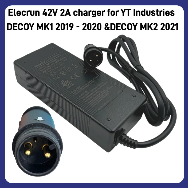 Зарядное устройство Elecrun 42V 2A для YT Industries DECOY MK1 (2019-2020) и DECOY MK2 (2021) — Зарядное устройство для электровелосипеда
Зарядное устройство Elecrun 42V 2A для YT Industries DECOY MK1 (2019-2020) и DECOY MK2 (2021) — Зарядное устройство для электровелосипеда