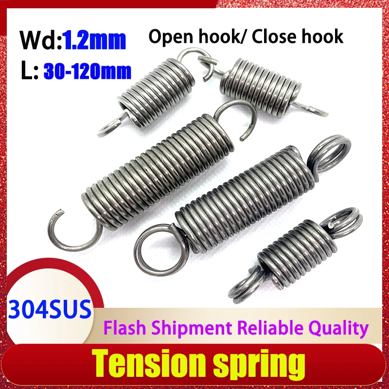 Wire Diameter 1.2mm 304 Stainless Steel Tension Spring Pullback Spring Coil Extension Spring Draught Spring Open hookClose hook
Wire Diameter 1.2mm 304 Stainless Steel Tension Spring Pullback Spring Coil Extension Spring Draught Spring Open hookClose hook