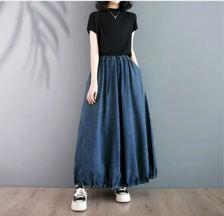 Denim Flower Bud Skirt Loose And Casual Retro Elastic Waist Blue Denim Long Skirt For Women Large Size
Denim Flower Bud Skirt Loose And Casual Retro Elastic Waist Blue Denim Long Skirt For Women Large Size