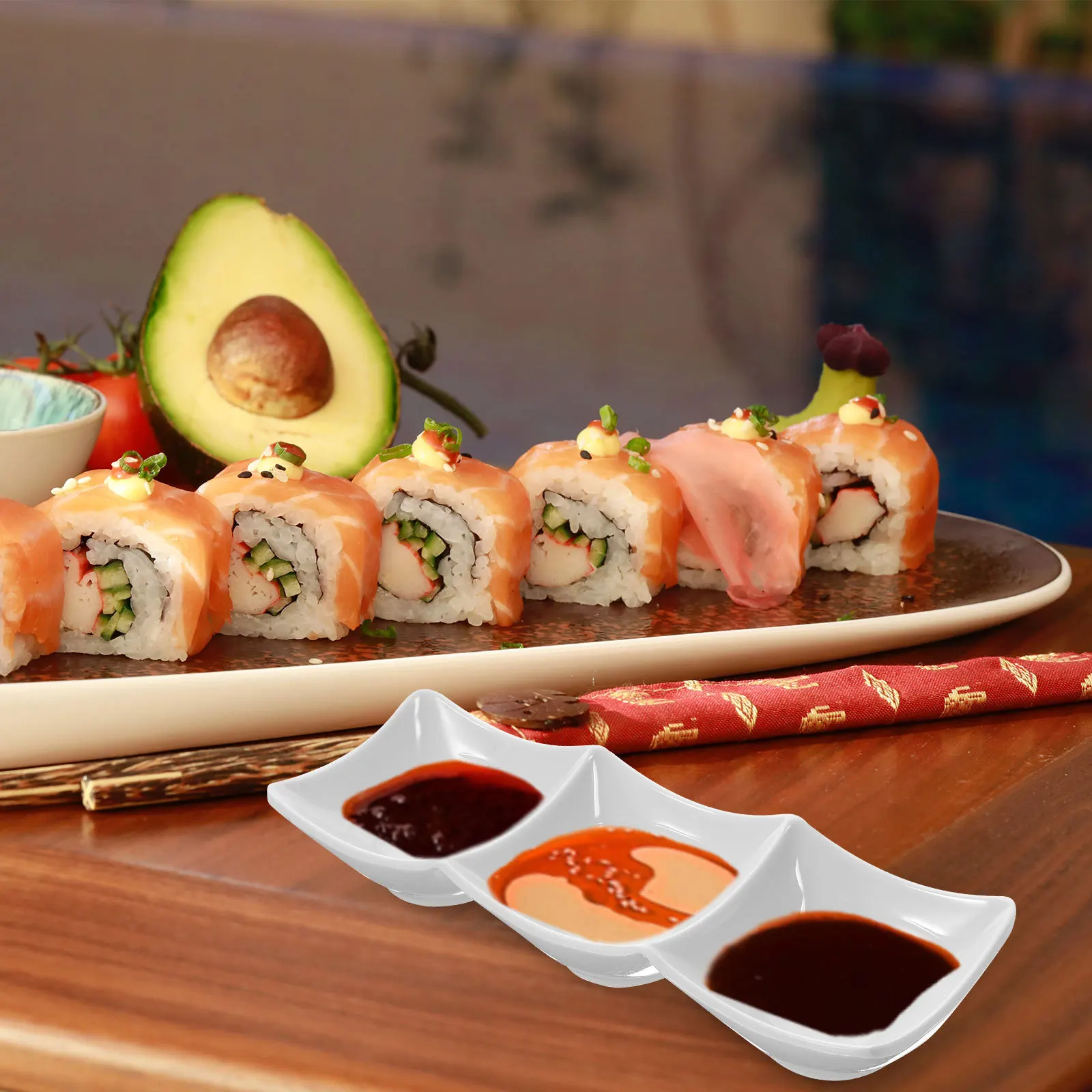 Three Grid Sauce Dipping Dish Premium Appetizer Serving Tray Reusable Condiment Storage Plate for Home Restaurant Use
Three Grid Sauce Dipping Dish Premium Appetizer Serving Tray Reusable Condiment Storage Plate for Home Restaurant Use