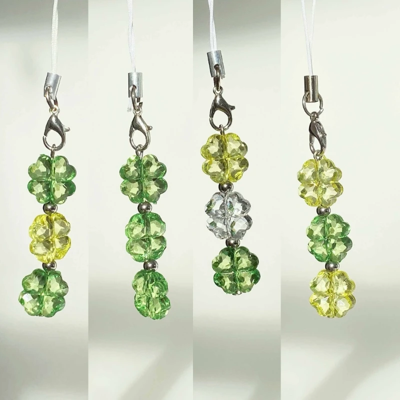 Unique Beaded Phone Pendant Fashionable Keyring Crystal Four Leaf Clovers Charm Keychain Elegant Bag Accessory for Women Gift
Unique Beaded Phone Pendant Fashionable Keyring Crystal Four Leaf Clovers Charm Keychain Elegant Bag Accessory for Women Gift