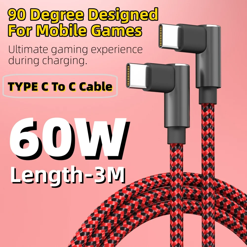 ANSEIP 90 Degrees Type C to USB C Cable For iPhone 15 Samsung Huawei Xiaomi Macbook Quick Charger Cord PD Type-c Cable
ANSEIP 90 Degrees Type C to USB C Cable For iPhone 15 Samsung Huawei Xiaomi Macbook Quick Charger Cord PD Type-c Cable