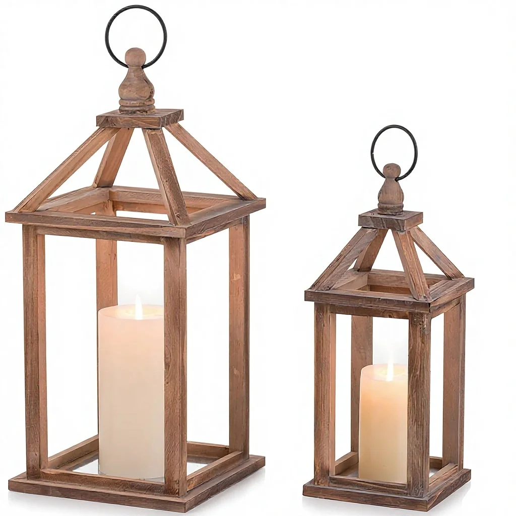 Farmhouse Wood Candle Lantern Set 12" 16" Rustic Design for Home Decor Wedding Centerpieces Indoor/Outdoor Fireplace
Farmhouse Wood Candle Lantern Set 12" 16" Rustic Design for Home Decor Wedding Centerpieces Indoor/Outdoor Fireplace
