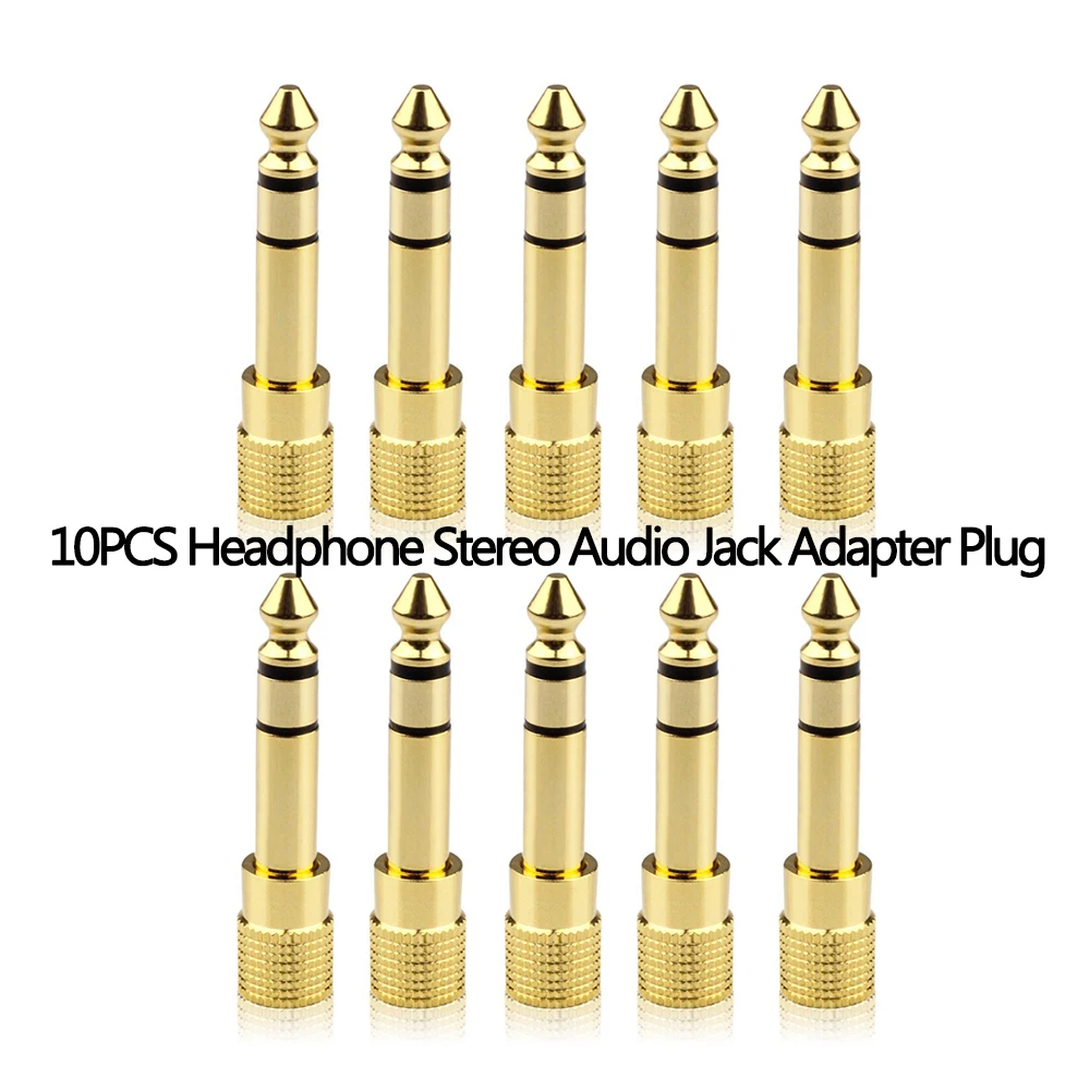 10PCS Gold 6.3mm Male Plug to 3.5mm Female Microphone Jack Stereo Headphone Audio Adapter Connectors
10PCS Gold 6.3mm Male Plug to 3.5mm Female Microphone Jack Stereo Headphone Audio Adapter Connectors