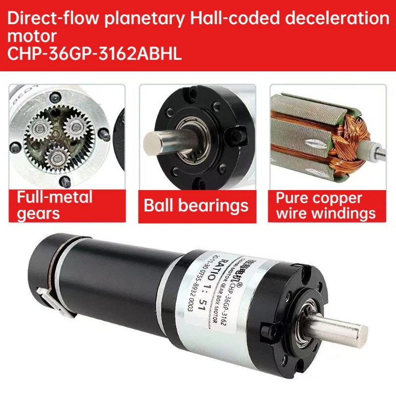 CHP-36GP-3162ABHL 8mm Shaft DC CW/CCW Planetary Geared 3162 Motor With Encoder For Self-balancing Car Robot
CHP-36GP-3162ABHL 8mm Shaft DC CW/CCW Planetary Geared 3162 Motor With Encoder For Self-balancing Car Robot