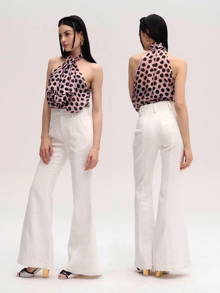 Faionable White Bell Bot Pants SNT Linen Material Ele Sle Ladies High Waist Casual Pants Spring Season China Made
Faionable White Bell Bot Pants SNT Linen Material Ele Sle Ladies High Waist Casual Pants Spring Season China Made