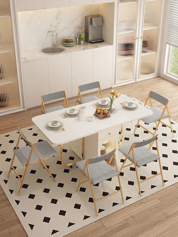 Dining Table Light Luxury Small Apartment Home Retractable Dining Tables and Chairs Combination Rectangular Dining Table
Dining Table Light Luxury Small Apartment Home Retractable Dining Tables and Chairs Combination Rectangular Dining Table