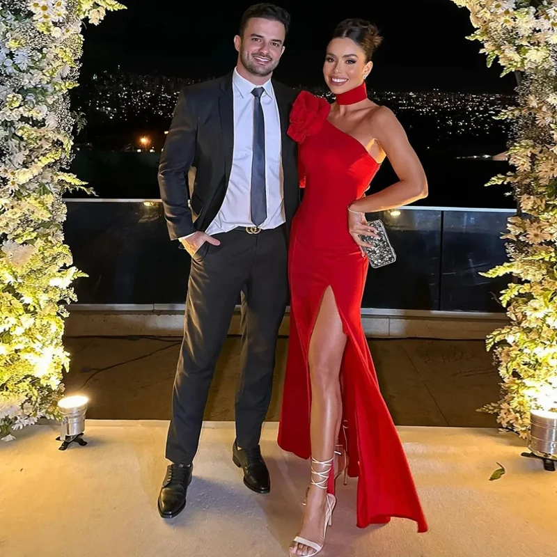 Red Mermaid Prom Dresses With Slit Mermaid One Shoulder Party Dress Floor Lenth Evening Dresses Handmade Flower for Women
Red Mermaid Prom Dresses With Slit Mermaid One Shoulder Party Dress Floor Lenth Evening Dresses Handmade Flower for Women