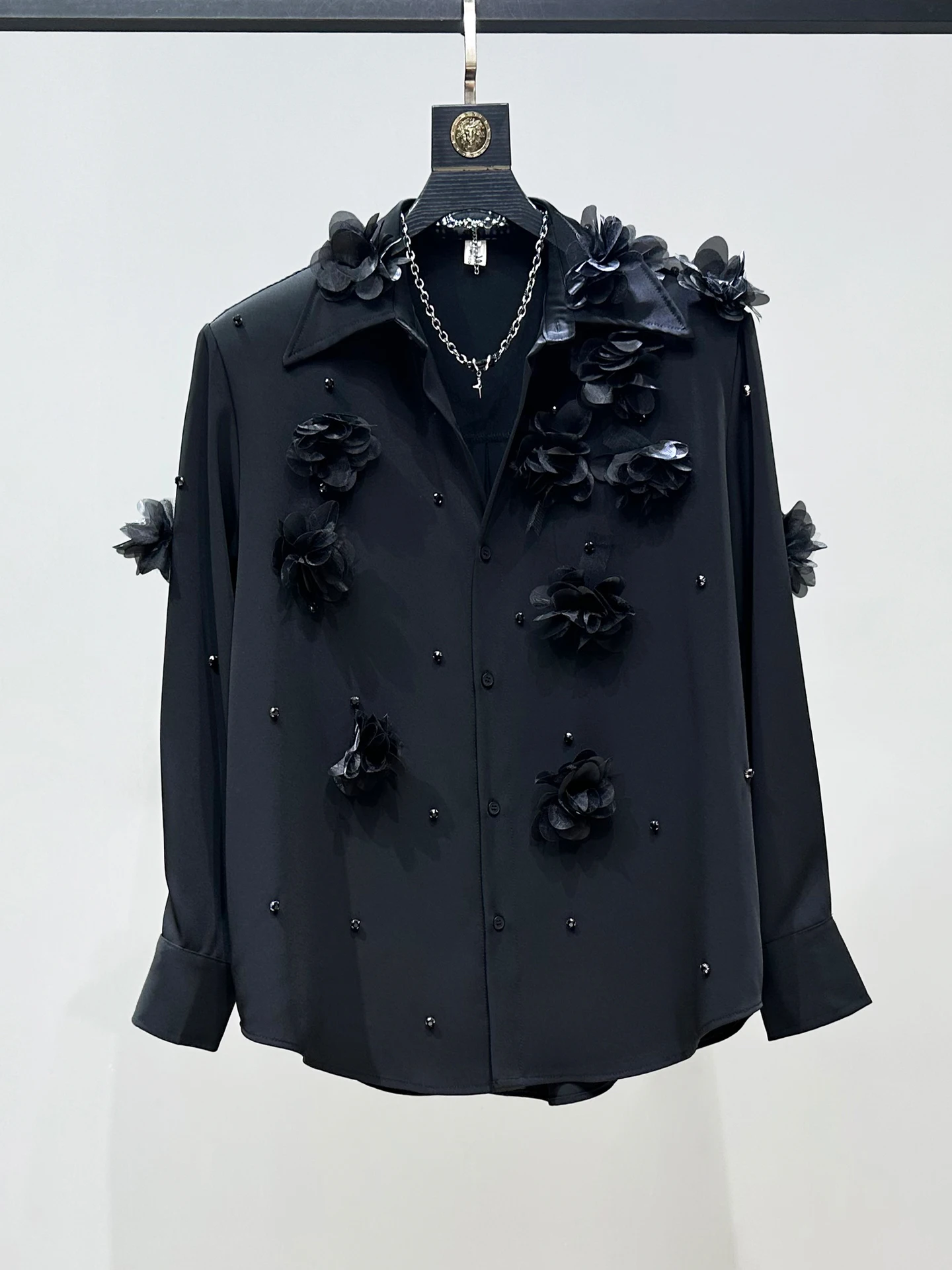 Handmade Long Sve Men's irt Original Home Design Loose Fit Diamond Embellied 3D Floral Pattern Sli Casual irt
Handmade Long Sve Men's irt Original Home Design Loose Fit Diamond Embellied 3D Floral Pattern Sli Casual irt