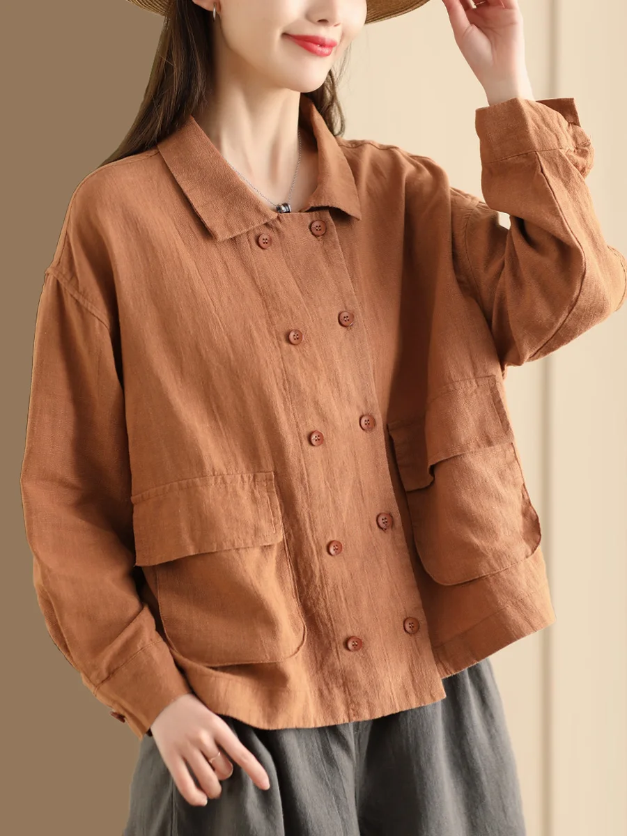 Женское льняное пальто на двух пуговицах, повседневный кардиган с длинными рукавами, весенняя верхняя одежда с классическим воротником
Женское льняное пальто на двух пуговицах, повседневный кардиган с длинными рукавами, весенняя верхняя одежда с классическим воротником