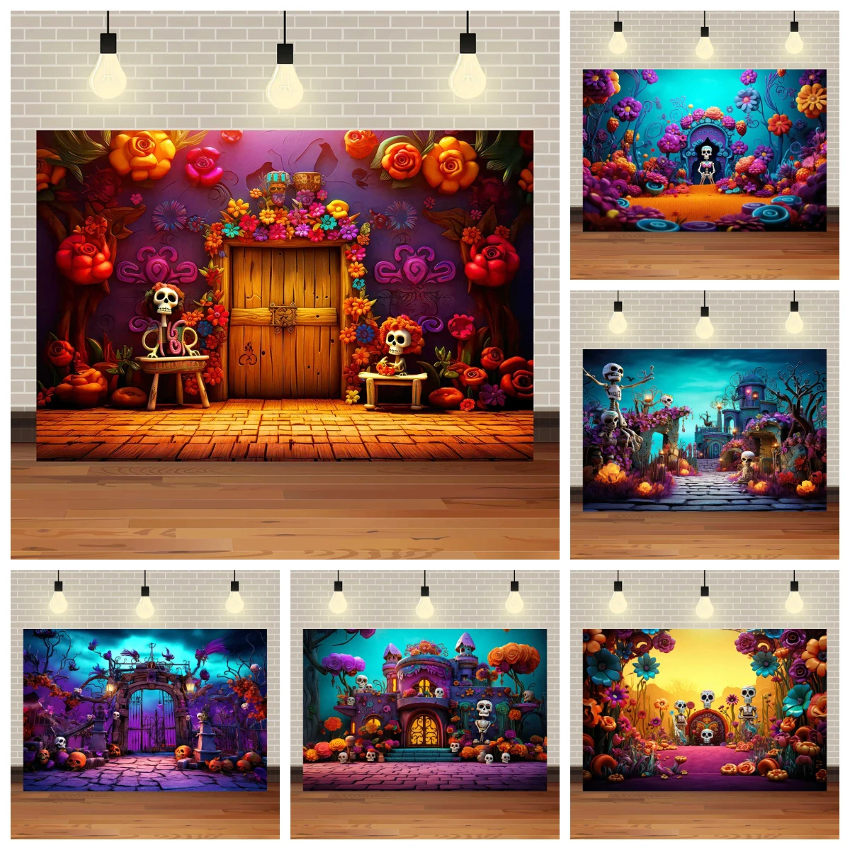 Halloween Eve Theme Skull Flowers Night Castle Moon Pumpkin Lights Skeleton Family Party Kids Photography Background Studio Prop
Halloween Eve Theme Skull Flowers Night Castle Moon Pumpkin Lights Skeleton Family Party Kids Photography Background Studio Prop