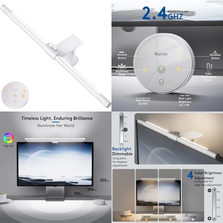 Monitor Light Bar with Remote, Eye-Care No Glare, Space Saving Home Office Desk Lamp,,Stepless Dimming, Easy Setup LED Computer
Monitor Light Bar with Remote, Eye-Care No Glare, Space Saving Home Office Desk Lamp,,Stepless Dimming, Easy Setup LED Computer