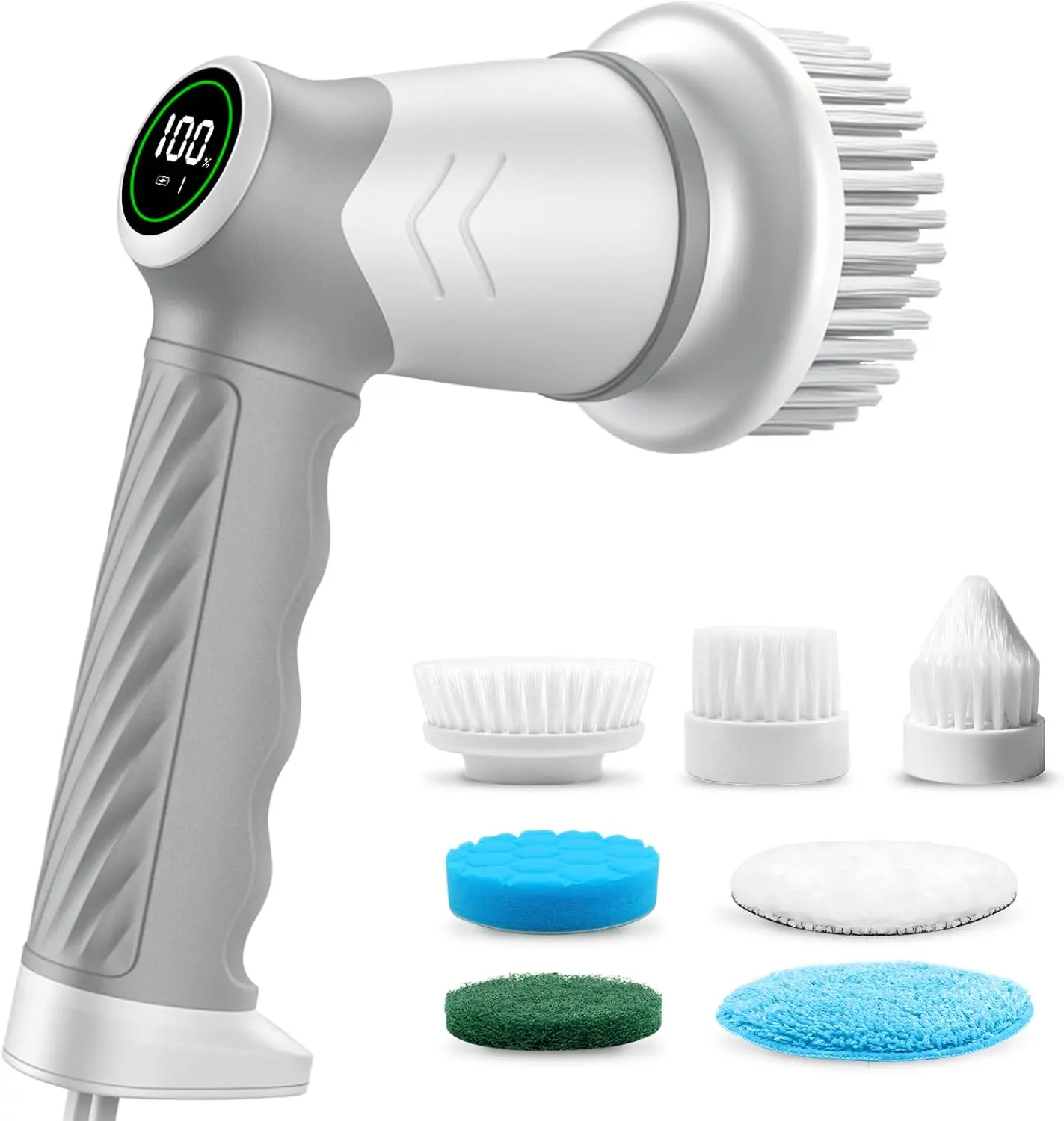 Electric Spin Scrubber with 7 Replaceable Heads, LED Display, 2 Speeds, IPX7 Waterproof, 2500mAh Battery
Electric Spin Scrubber with 7 Replaceable Heads, LED Display, 2 Speeds, IPX7 Waterproof, 2500mAh Battery