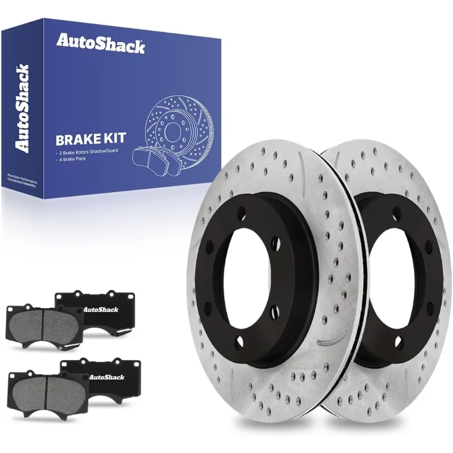 AutoShack 12.55 Front Vented Drilled Slotted Brake Rotors E-Coated + Ceramic Brake Pads Replacement Kit for 2001-2007 Toyota Se
AutoShack 12.55 Front Vented Drilled Slotted Brake Rotors E-Coated + Ceramic Brake Pads Replacement Kit for 2001-2007 Toyota Se