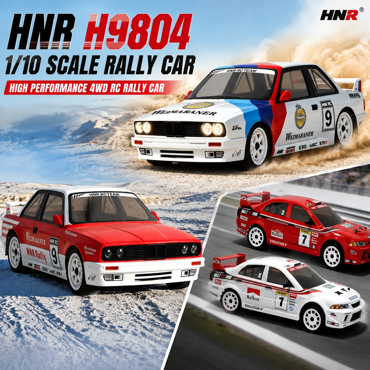 HNR RALLY WEIMARANER H9804 M3 56MPH+ 1:10 Simulated Electric Remote Control 4WD Brushless Rally Off-Road Vehicle RC Model Car
HNR RALLY WEIMARANER H9804 M3 56MPH+ 1:10 Simulated Electric Remote Control 4WD Brushless Rally Off-Road Vehicle RC Model Car