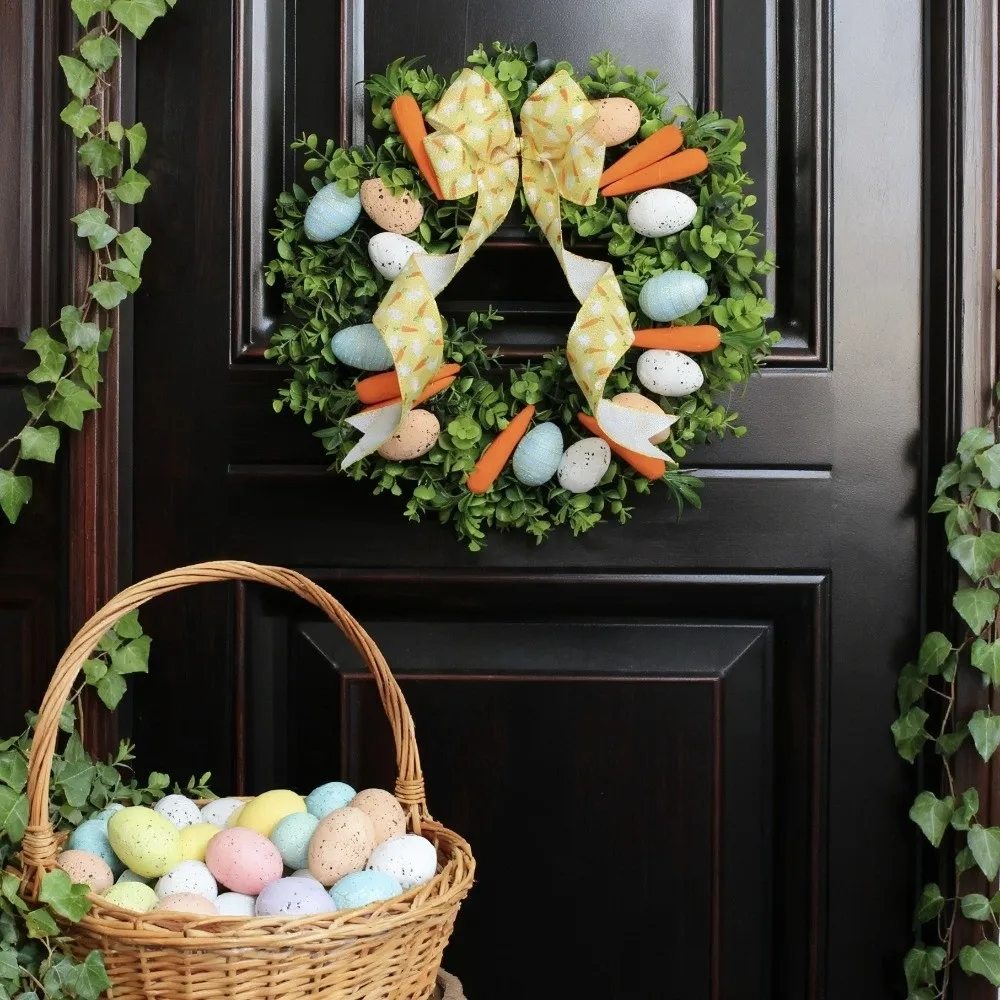 Colorful Eggs Easter Wreath Vibrant Colors Handmade Artificial Flower Wreath Decorative Carrots Design
Colorful Eggs Easter Wreath Vibrant Colors Handmade Artificial Flower Wreath Decorative Carrots Design