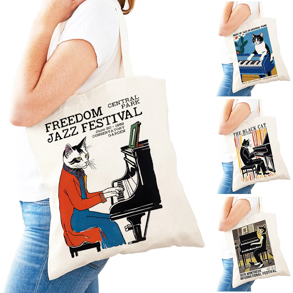 Jazz Piano Cat Art Lady Shopper Bag Casual Women Shopping Bags Double Print Cute Pet Animal Girl Tote Shoulder Handbag for Child
Jazz Piano Cat Art Lady Shopper Bag Casual Women Shopping Bags Double Print Cute Pet Animal Girl Tote Shoulder Handbag for Child