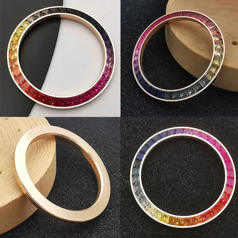 Stainless Steel Rose Gold Plated Rainbow Gems Diamond Watch Bezel For RLX 116595 Dayto Remould Watch Parts Refitting Watches
Stainless Steel Rose Gold Plated Rainbow Gems Diamond Watch Bezel For RLX 116595 Dayto Remould Watch Parts Refitting Watches