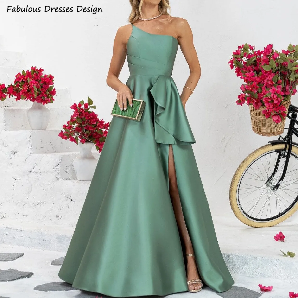 Sexy Side Slit Bridesmaid Dresses Satin Long A-line One Shoulder Pleat Wedding Guests Dress Elegant Women Prom Party Gown
Sexy Side Slit Bridesmaid Dresses Satin Long A-line One Shoulder Pleat Wedding Guests Dress Elegant Women Prom Party Gown
