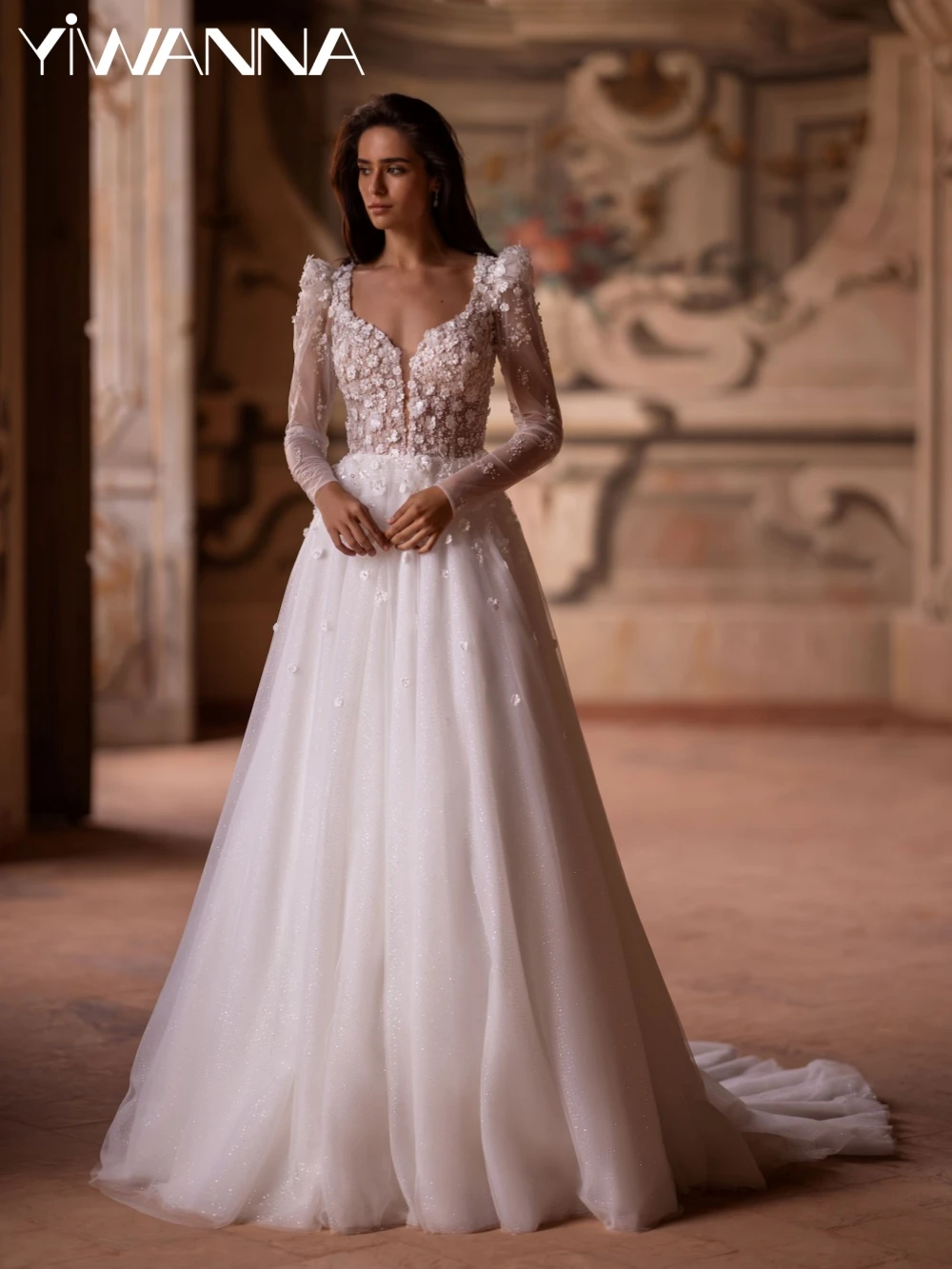 Romantic Dreamy Beaded 3D Flower Wedding Dress Graceful Puff Sleeve Bridal Gown Customized A-line Tulle Long Dresses For Bride
Romantic Dreamy Beaded 3D Flower Wedding Dress Graceful Puff Sleeve Bridal Gown Customized A-line Tulle Long Dresses For Bride