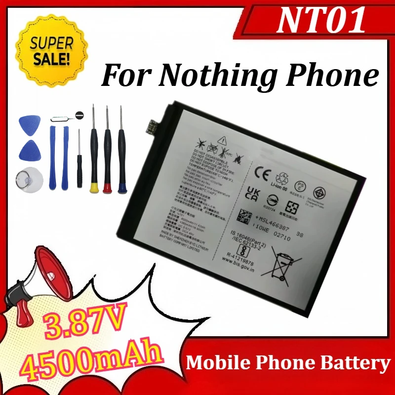 NT01 3.87V 4500mAh Battery for Nothing Phone High-Capacity Replacement Mobile Phone Battery +Tools
NT01 3.87V 4500mAh Battery for Nothing Phone High-Capacity Replacement Mobile Phone Battery +Tools