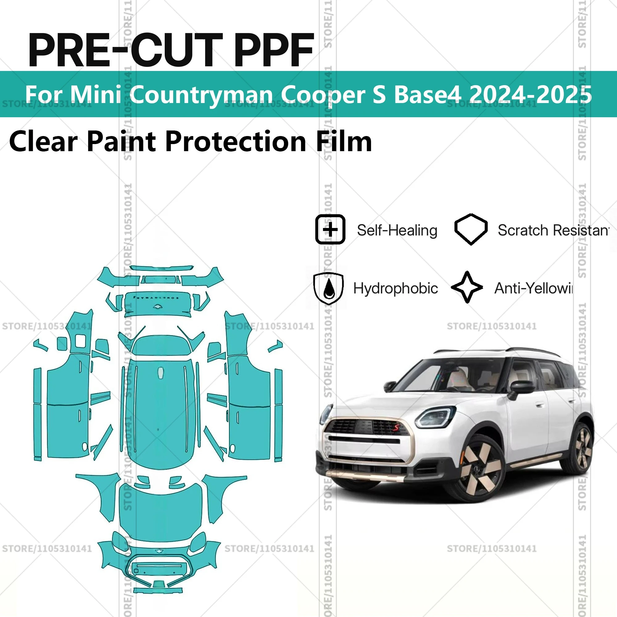 Pre-Cut Paint Protection Film PPF Transparent Car Film Professional Automotive PPF For Mini Countryman Cooper S Base4 2024-2025
Pre-Cut Paint Protection Film PPF Transparent Car Film Professional Automotive PPF For Mini Countryman Cooper S Base4 2024-2025
