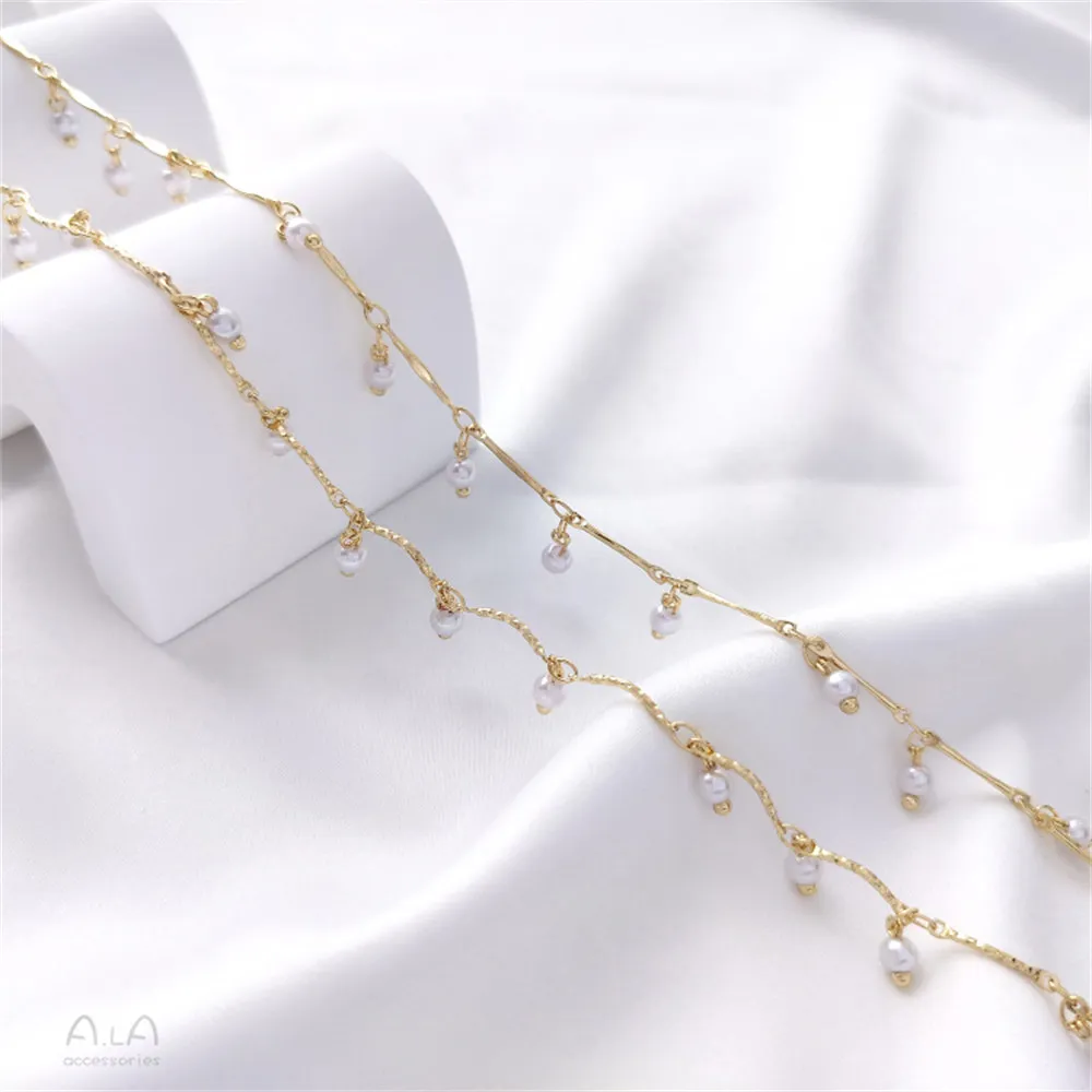 14K gold wrapped flat stick, floral curved stick, pearl handcrafted chain, DIY bracelet, necklace, glasses loose chain
14K gold wrapped flat stick, floral curved stick, pearl handcrafted chain, DIY bracelet, necklace, glasses loose chain