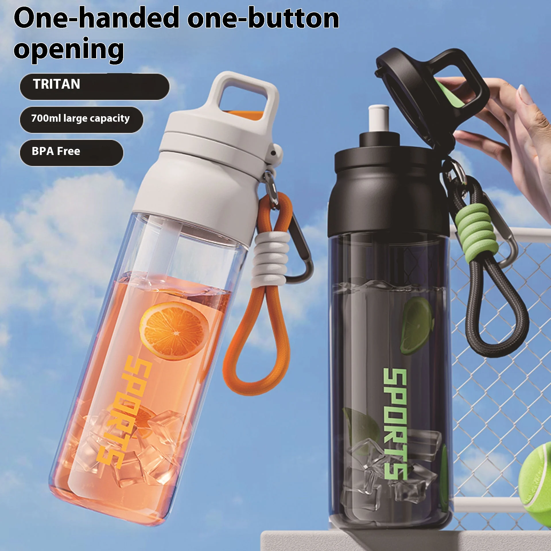 2025 Sports Water Bottle 700ml,One-Touch Lid, Tritan BPA-Free, Leakproof, with Straw & Carabiner for Gym Cycling Hiking
2025 Sports Water Bottle 700ml,One-Touch Lid, Tritan BPA-Free, Leakproof, with Straw & Carabiner for Gym Cycling Hiking