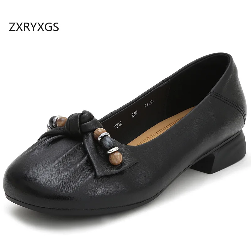 ZXRYXGS Temperament Elegant Genuine Leather Bow Women Low Heels 2026 Large Size New Round Toe Comfortable Fashion Banquet Shoes
ZXRYXGS Temperament Elegant Genuine Leather Bow Women Low Heels 2026 Large Size New Round Toe Comfortable Fashion Banquet Shoes