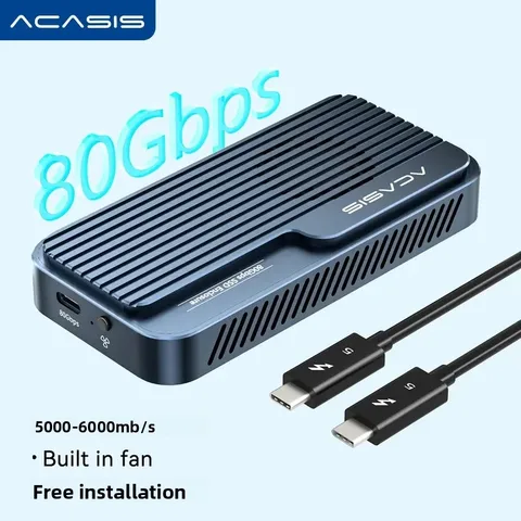 Acasis 80Gbps USB 4 V2 SSD Case with Cooling Fan JHL9480/RTL9210 Chip for TB3/4/5 & USB4/3.2 Gen2, M.2 NVMe for Macbook Pro