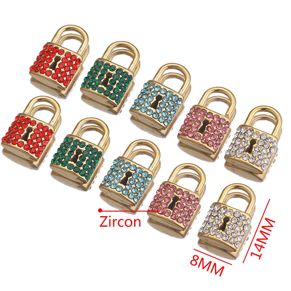 5pcs Stainless Steel Zircon Lock Charms Pendants Gold Plated Diy Bracelet Jewelry Makings Supplies Necklace Bracelet Findings
5pcs Stainless Steel Zircon Lock Charms Pendants Gold Plated Diy Bracelet Jewelry Makings Supplies Necklace Bracelet Findings