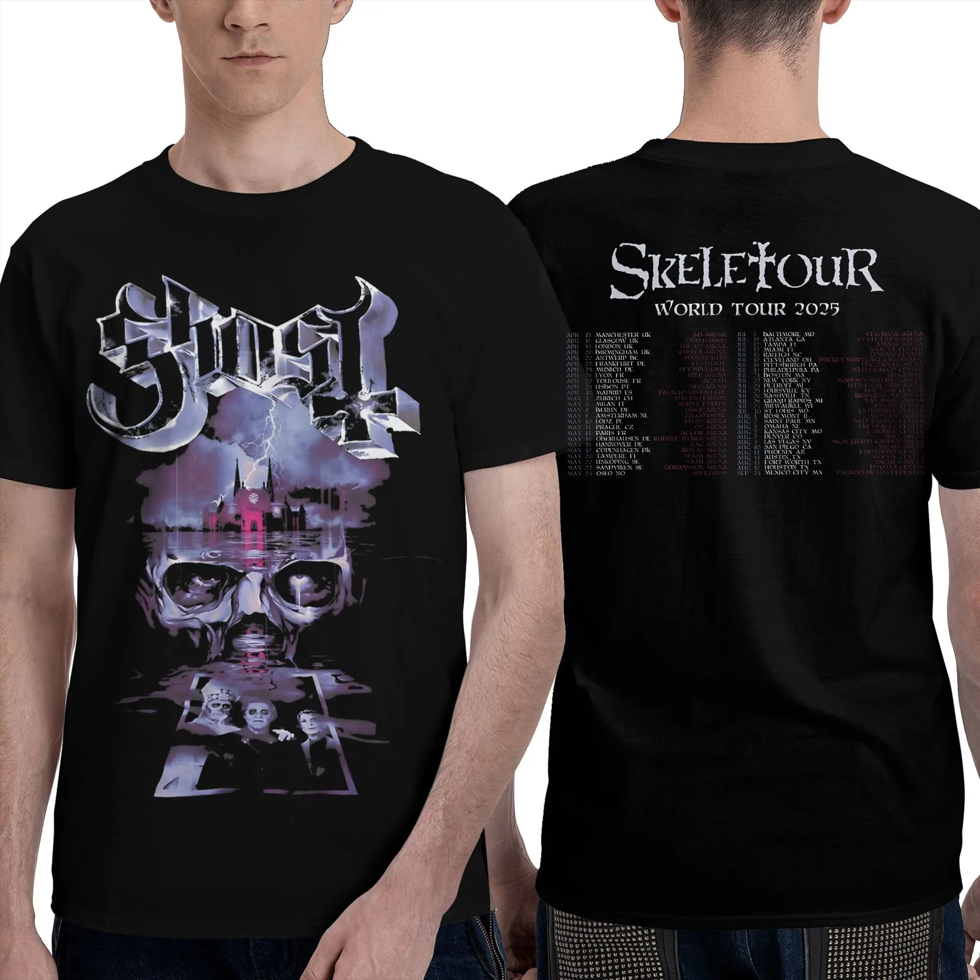 Модные футболки Tour Ghost Band 2025 для мужчин и женщин, хлопковая футболка с альбомом Skeleta, одежда
Модные футболки Tour Ghost Band 2025 для мужчин и женщин, хлопковая футболка с альбомом Skeleta, одежда