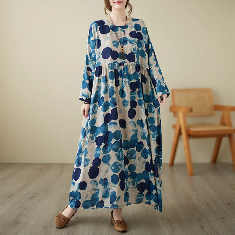 Loose Fit Floral Print Long Sleeve round Neck Dress plus Size Comfortable Cotton Commute Style Autumn New Arrival Women's Dress
Loose Fit Floral Print Long Sleeve round Neck Dress plus Size Comfortable Cotton Commute Style Autumn New Arrival Women's Dress