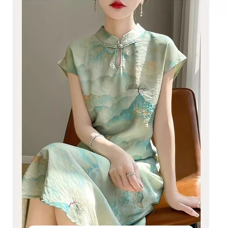 Large Size Dress Qipao Women 2026 Spring/Summer New Item, Cotton And Linen Stand Collar Printed Short Sleeved Cheongsam J1122
Large Size Dress Qipao Women 2026 Spring/Summer New Item, Cotton And Linen Stand Collar Printed Short Sleeved Cheongsam J1122