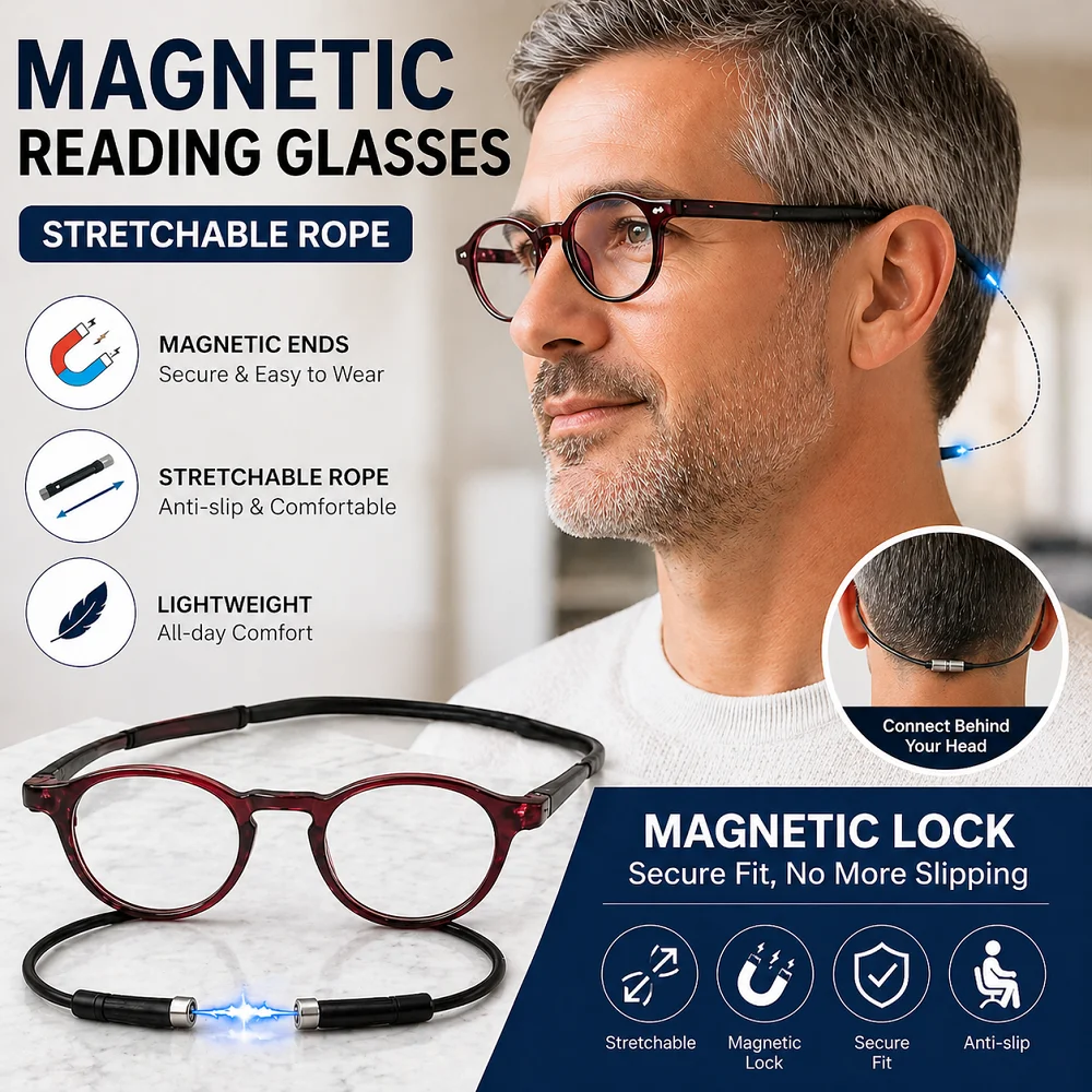 DML Magnetic Neck Telescopic Folding Portable Ultra-lightweight Elderly Fashion Round Frame Anti-blue Light Presbyopia Glasses
DML Magnetic Neck Telescopic Folding Portable Ultra-lightweight Elderly Fashion Round Frame Anti-blue Light Presbyopia Glasses