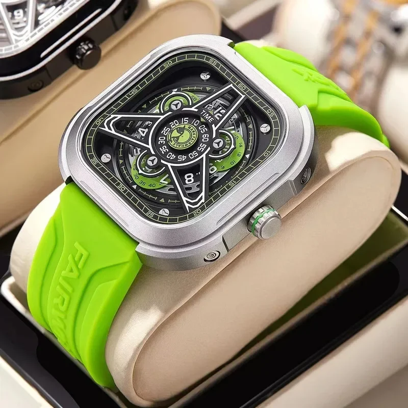 FAIRWHALE 5740 Watches For Men Fashion Green Quartz Watches Square Dial Waterproof Sports Silicone Strap Mens Watch Reloj Hombre
FAIRWHALE 5740 Watches For Men Fashion Green Quartz Watches Square Dial Waterproof Sports Silicone Strap Mens Watch Reloj Hombre