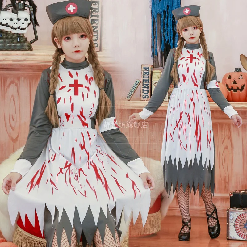 Halloween Costume for Women Anime Terror Nurse Cosplay Horror Vampire Zombie Long Dress Suit Maid Cross 2Piece Outfit Disfraz
Halloween Costume for Women Anime Terror Nurse Cosplay Horror Vampire Zombie Long Dress Suit Maid Cross 2Piece Outfit Disfraz