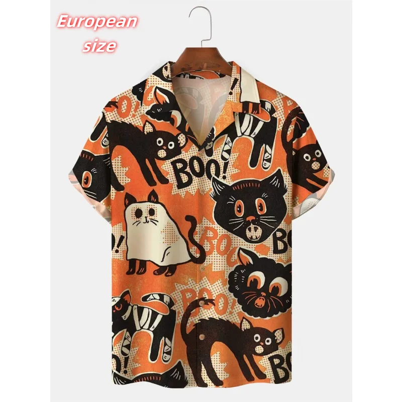 Cat Pumpkin Skull Pattern Hawaiian Shirt For Men Happy Halloween 3D Printed Blouse Summer Short Sleeve Lapel Tops Aloha Shirts
Cat Pumpkin Skull Pattern Hawaiian Shirt For Men Happy Halloween 3D Printed Blouse Summer Short Sleeve Lapel Tops Aloha Shirts