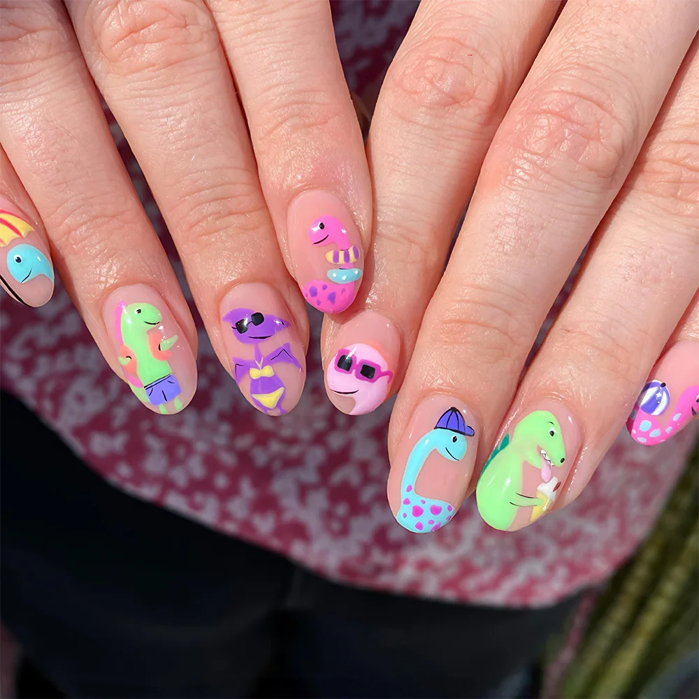 24 шт. короткие накладные ногти с круглой головкой в стиле каваи, пресс для ногтей с рисунком мультяшных динозавров, дизайн, хит продаж, дизайн ногтей 
24 шт. короткие накладные ногти с круглой головкой в стиле каваи, пресс для ногтей с рисунком мультяшных динозавров, дизайн, хит продаж, дизайн ногтей